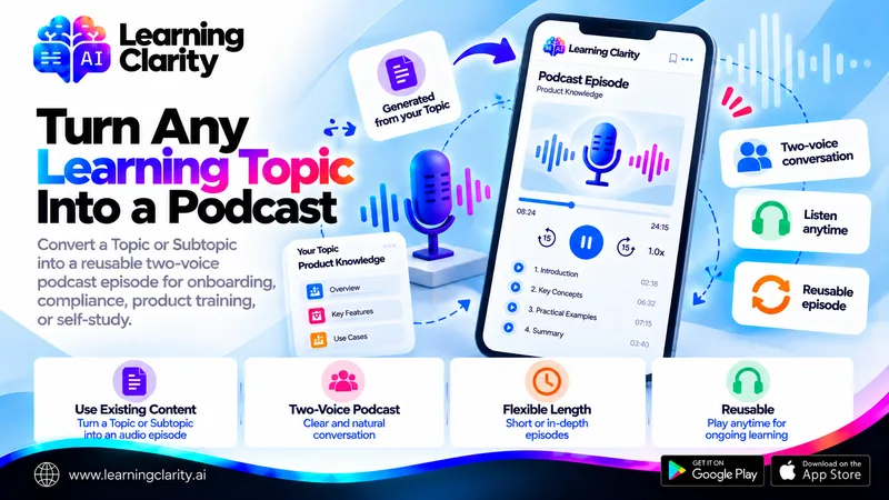Convierte cualquier tema de aprendizaje en un pódcast con Learning Clarity
